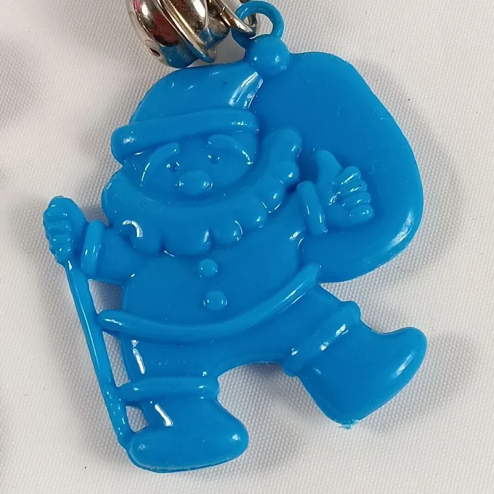 1980s Bell Charms Santa Snowman Purple Blue Lot Loose Played With Toys
